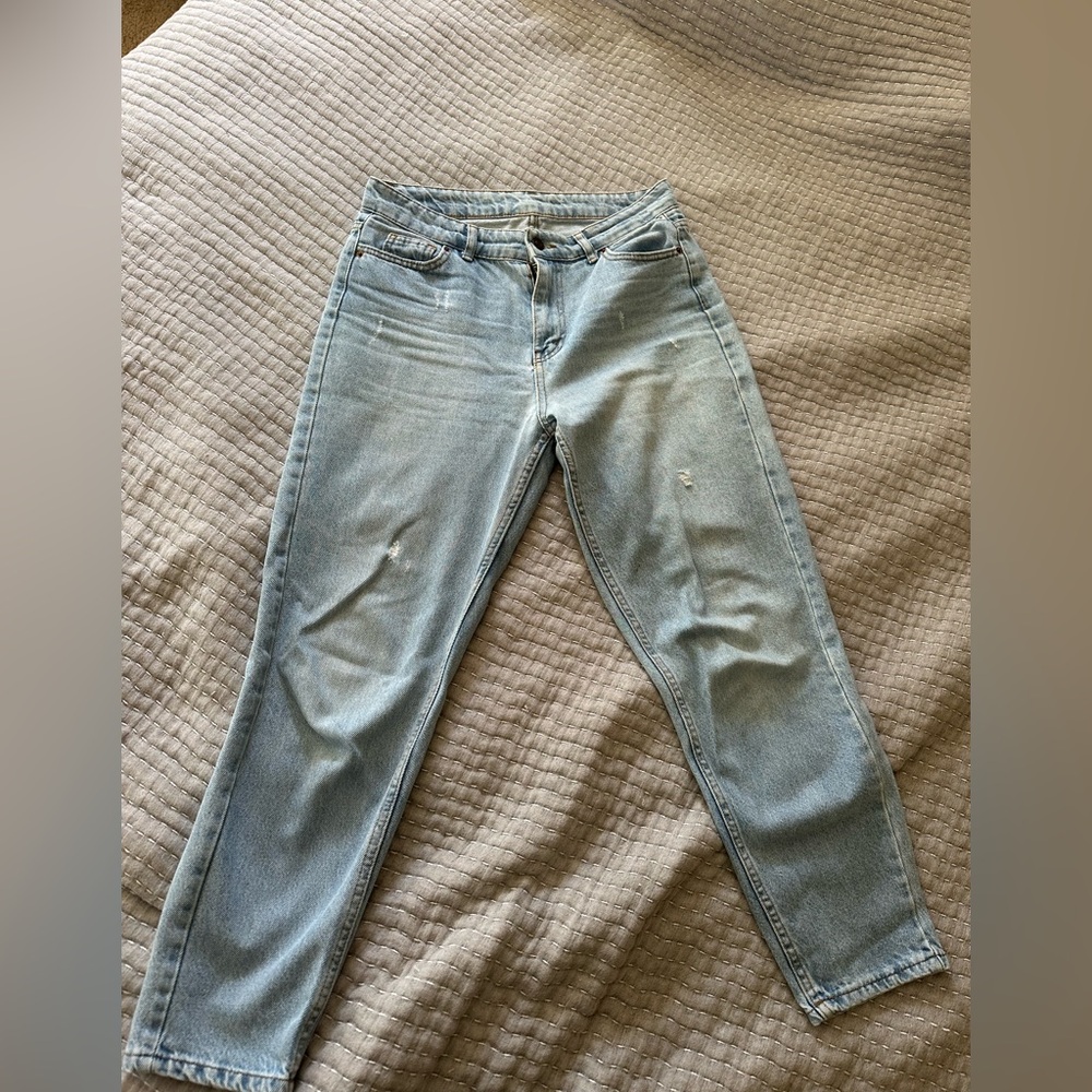 Women's Light Blue Mom Ankle Jeans